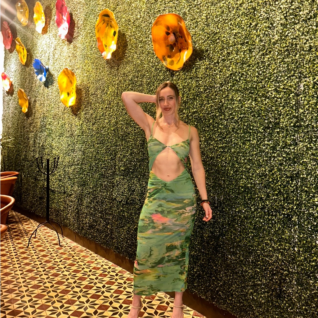 Afrm Green Backless Dress
